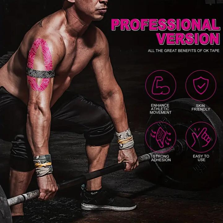 Actual product image OK Tape PRO Kinesiology Tape, 5cm X 5m Red (5 m)