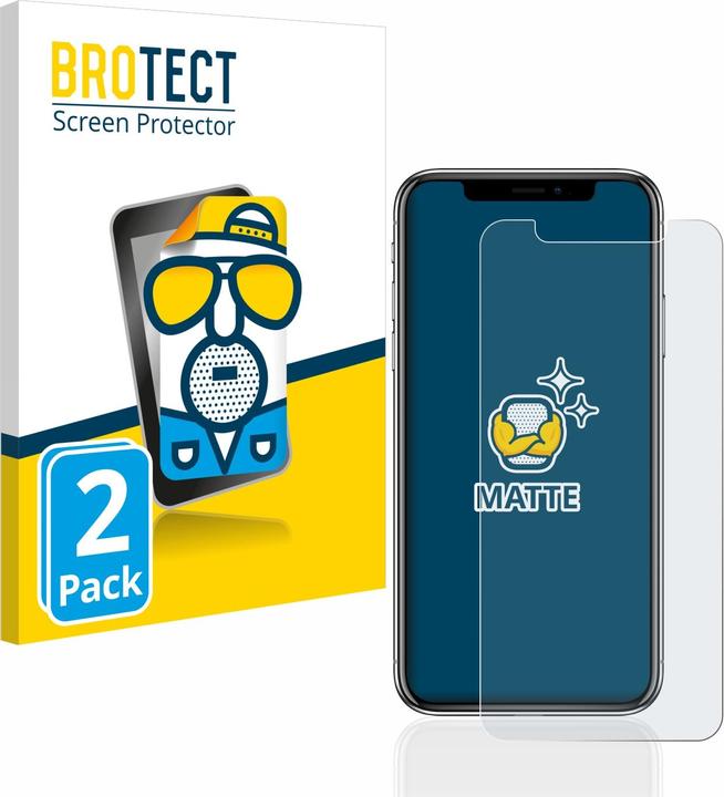 BROTECT Entspiegelungs-Schutzfolie Displayschutz Matt (2 Stück, Apple iPhone X)