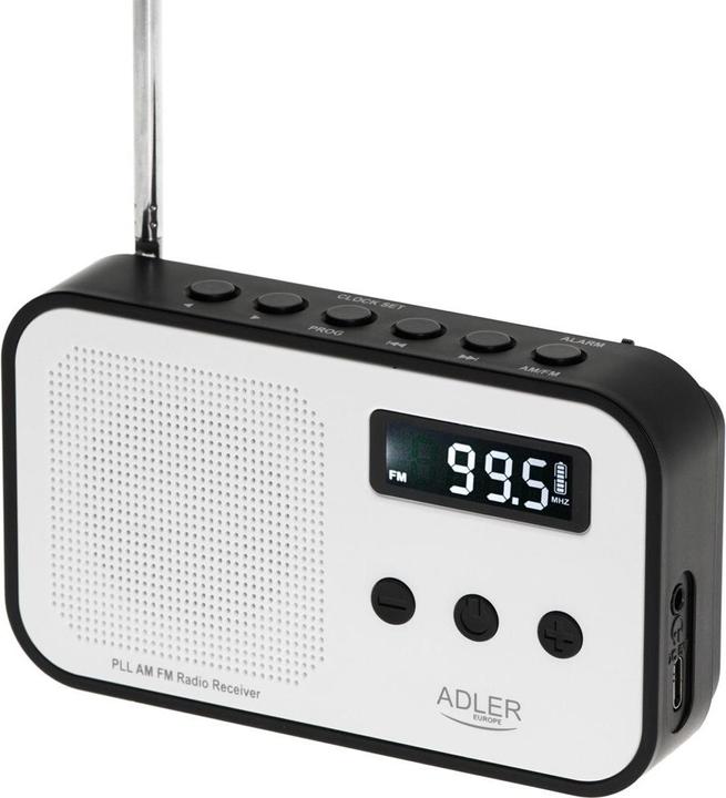 Actual product image Adler Interactive solution | Digital radio PLL AM/FM | AD 1907 | Alarm function | White/Black (AM, PLL, FM, VHF)