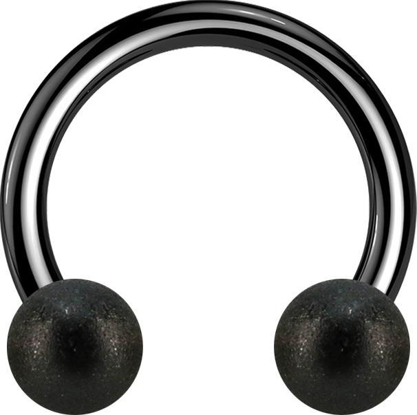 Star Piercing Micro Circular Barbell schwarz mit zwei Kugeln gesprenkelt (ohne Messing, Chirurgenstahl 316L)