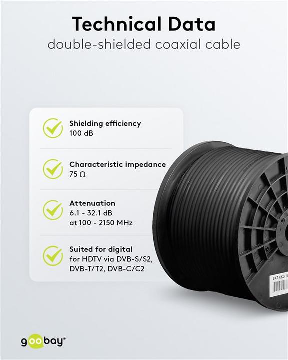 Actual product image Goobay Coaxial cable outer diameter (100 dB, Plug socket)