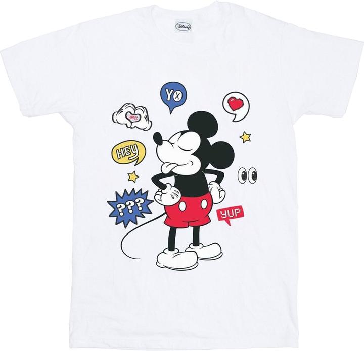 Actual product image Disney Womens/Ladies Mickey Mouse Tongue Out Cotton Boyfriend T-Shirt (L)