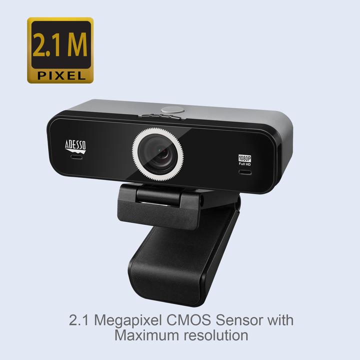 Actual product image Adesso 1080p HD Webcam With Build In Adjustable Fov Audio/Video Priva (2 Mpx)