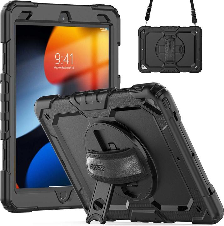 Produktbild Accezz Rugged Backcover met schouderstrap iPad Air 3 (2019) / Pro 10.5 (2017) - Zwart (iPad Pro 10.5, iPad Air 10.5)