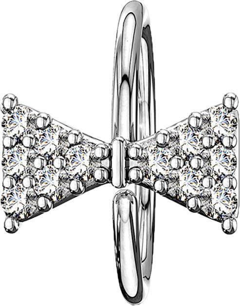 Star Piercing Micro Piercing Ring silber Fliege mit Kristallen (Messing)