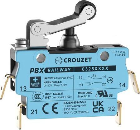Immagine prodotto Crouzet Microinterruttore, 2A, 600mA, 1 contatto in scambio, 3,6N, leva a rotella, IP67, terminale a