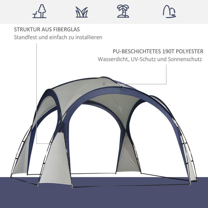 Produktbild Swisshandel24 Festzelt Partyzelt Sonnenschutz wetterfest Glasfaserstange + Polyester Cremeweiss + Blau 3,5 x 3,5 x (350 cm, 350 cm)