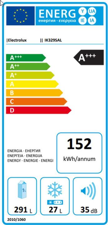 Label énergétique Electrolux IK329SAL (318 l)