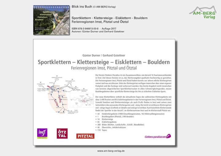 Produktbild Sportklettern - Klettersteige - Eisklettern - Bouldern Ferienregionen Imst, Pitztal und Ötztal (Deutsch, Gerhard Gstettner, Günter Durner, 2016)