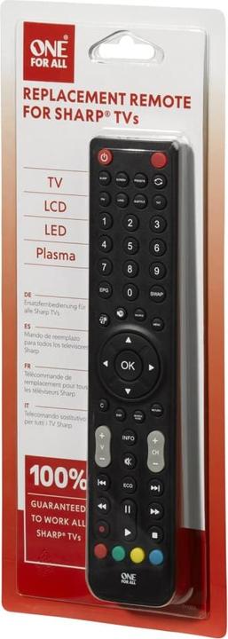 Actual product image One for All Sharp TV replacement remote control (Universal remote control, Infrared)