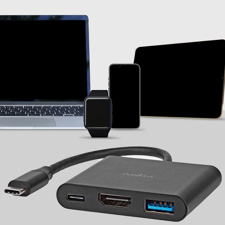 Actual product image Nedis USB Multi-Port Adapter | USB 3.2 Gen 1 | USB-C™ Plug | HDMI™ Output / USB-A Jack / USB-C (USB-C, 1 Ports)