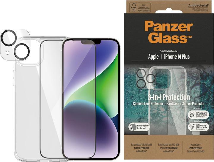 Actual product image PanzerGlass ™ 3-in-1 Protection Set for Apple iPhone 14 Plus (1 Piece, Apple iPhone 14 Plus)