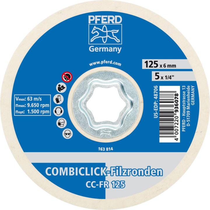 Immagine prodotto Pferd Disco abrasivo COMLICK in feltro CC FR Ø 125 mm per smerigliatrice angolare pre e alta lucidatura