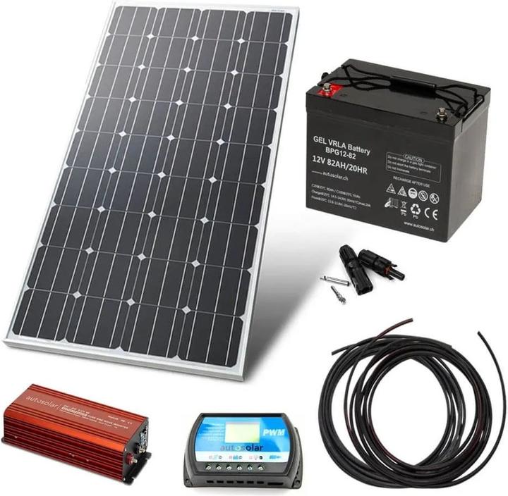 Image du produit Autosolar Pack complet 100W avec batterie AGM 82Ah et onduleur 300W (100 W)