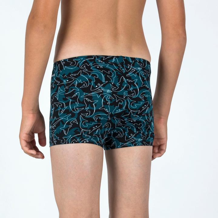 Image du produit Nabaiji Maillot boxer de bain natation Garçon - 500 Fitib shark noir bleu (5, 6)