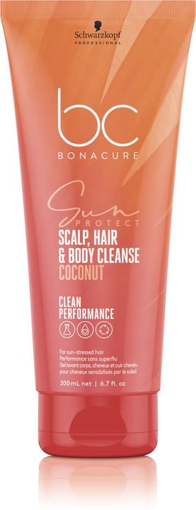 Schwarzkopf BC Sun Protect - Scap, Hair & Body Cleanse Noix de coco (200 ml, Shampoing liquide)