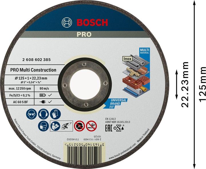 Actual product image Bosch Professional Zubehör PRO Multi material cutting disc, 125 x 1 x 22.23 mm
