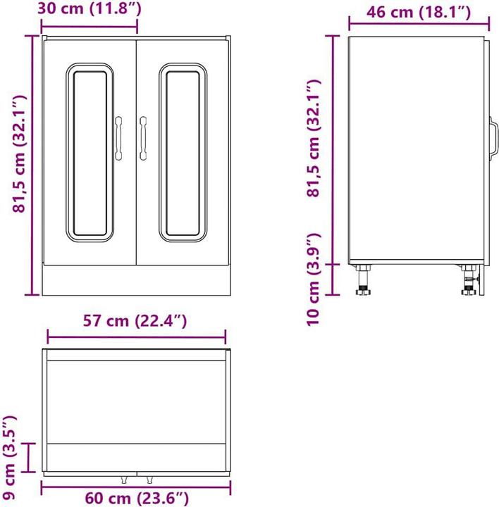 Immagine prodotto VidaXL Parete attrezzata Kalmar White Parete attrezzata in legno Cucina (30 x 31 x 60 cm)
