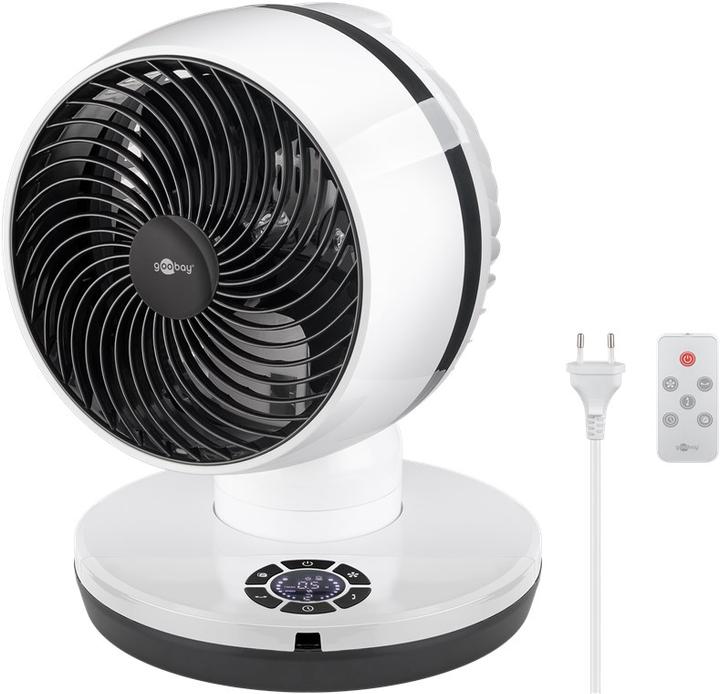 Actual product image Goobay 9 inch 3D floor fan with remote control and timer (67 dB)