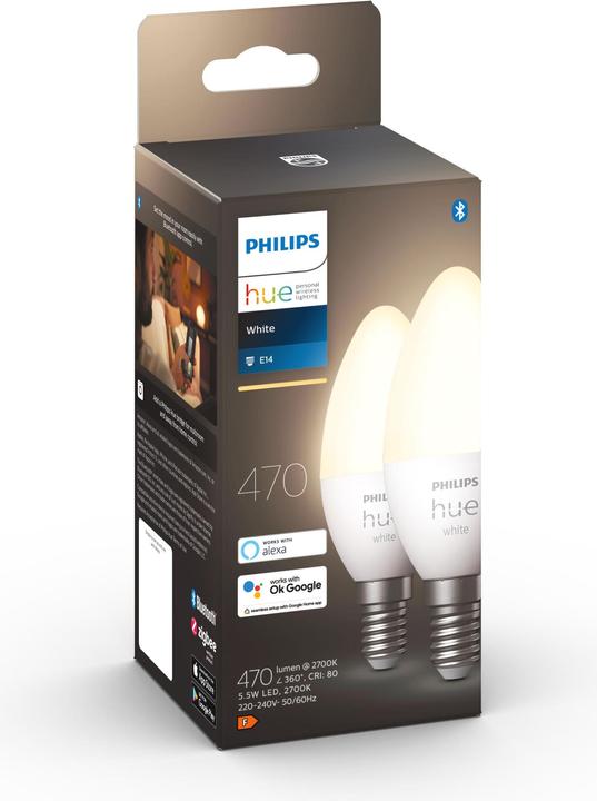 Produktbild Philips Hue White BT (E14, 5.50 W, 470 lm, 2 x, F)