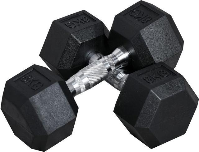 Actual product image Swisshandel24 Hexagon Dumbbells 2 Dumbbell Set Dumbbell Set Cast Iron Dumbbells Handle Knurled Weights Metal G (2 x 8 kg)