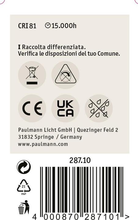 Actual product image Paulmann Drop (E27, 2.60 W, 260 lm, 1 x, F)