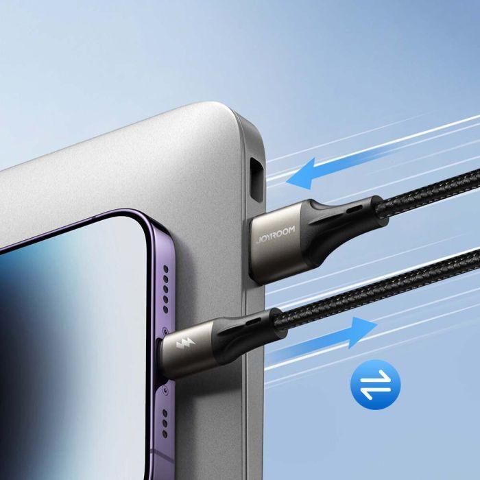Actual product image Joyroom Light-Speed ​​Series SA25-AC6 USB-A / USB-C Fast Transfer Cable 100W 2m - Black (2 m)