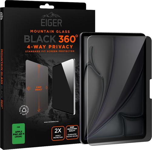 Produktbild Eiger 4-Wege Privacy Sichtschutz-Glas Full Screen Fit Mountain Black Privacy 360 Tablet (1 Stück, iPad Air 11 2024 (M2))