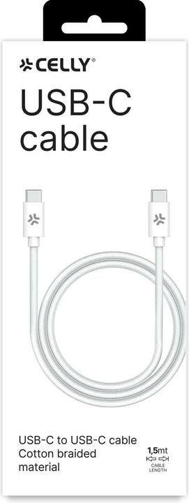 Actual product image Celly Usb-C to Usb-C cable 1.5mt (1.50 m, USB 2.0, 60 W)