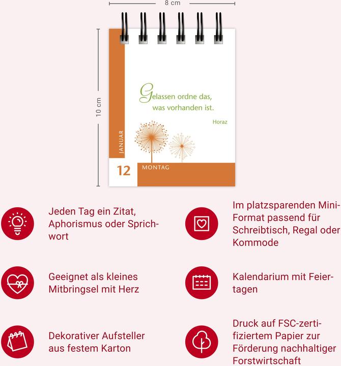 Produktbild Harenberg Ein Jahr der Gelassenheit Mini-Geschenkkalender 2026 (Harter Einband, Deutsch)