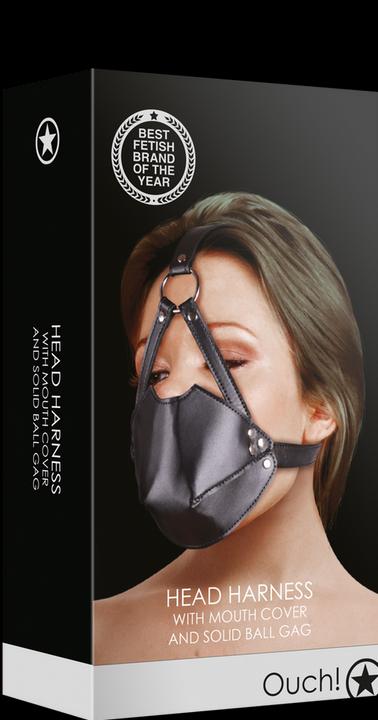 Actual product image Ouch! Head Harness with Mouth Cover and Breath Ball Gag