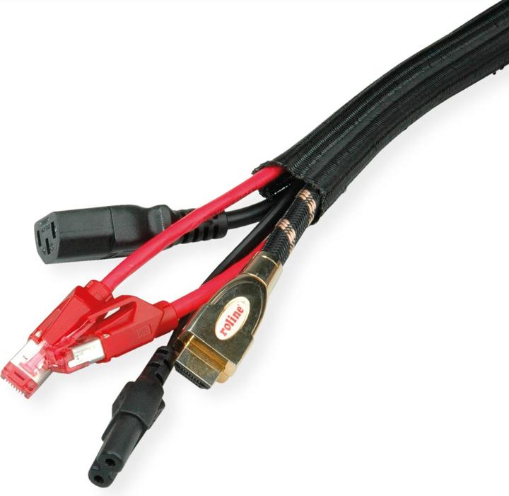 Immagine prodotto Roline Guaina in tessuto PVC per fascio di cavi, con chiusura automatica, nero, 2,5 m (Foro cavo, 250 cm)