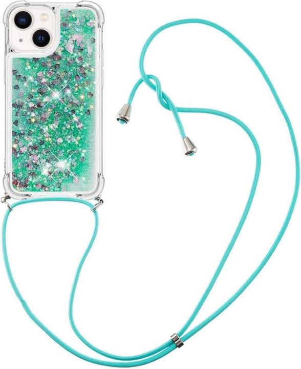 Produktbild Cover-Discount iPhone 15 Plus - Glitzer Hülle mit Umhängeband türkis (Apple iPhone 15 Plus)