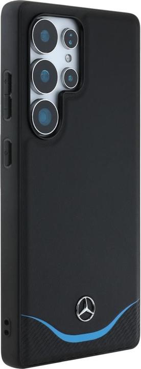 Actual product image Mercedes Leather Contrasted Blue Horizontal Curve MagSafe Case for Samsung Galaxy S25 Ultra - Black (Samsung Galaxy S25 Ultra)
