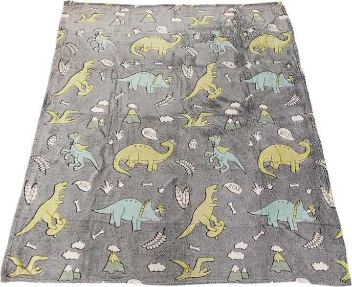 Actual product image Toi-Toys Glow N Fun Glow in the Dark Dino blanket, 130x150cm (130 x 150 cm)