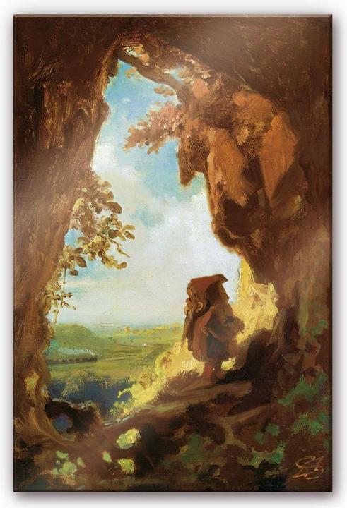 Immagine prodotto Trenddeko Spitzweg - Gnomo, guardando una ferrovia (40 x 60 cm)