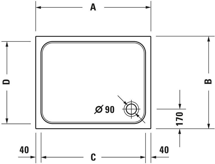 Immagine prodotto Duravit Piatto doccia D-Code 1000 x 700 x 85 mm bianco liscio 7200930000000