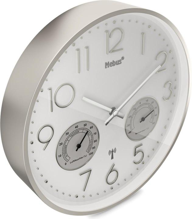 Produktbild Mebus Funkwanduhr mit Thermo-Hygrometer (30 cm)