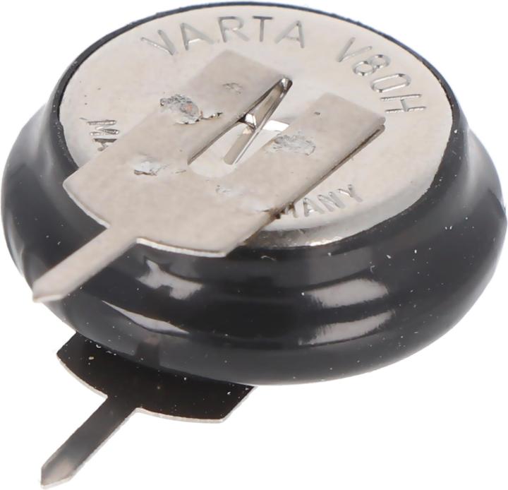 Actual product image Varta V80H NiMH Akku aufladbare NiMH Knopfzelle, V80H Akku mit 1er Printanschluss +- (1 pcs., 80 mAh)