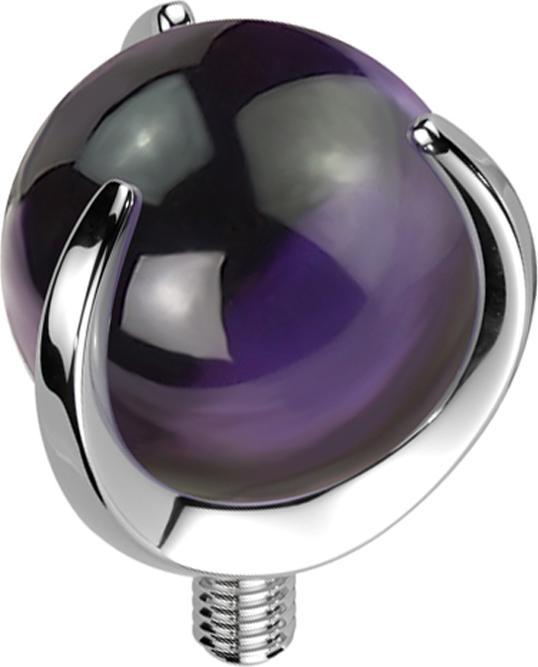 Produktbild Star Piercing Dermal Anchor silber Kugel Amethyst Stein gefasst (Mineralisch, ohne Messing, Titan G23)