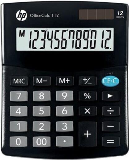 HP Calculatrice de bureau OfficeCalc 112 noire (Cellules solaires, Piles)