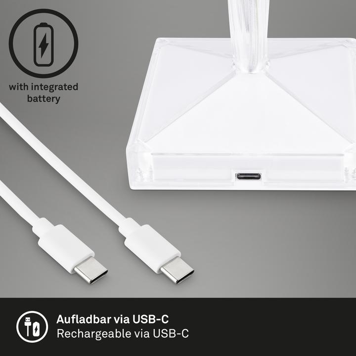 Produktbild Briloner Akku RGB-LED Tischleuchte, Kristalloptik, transparent, 1xLED/2,3W (65 lm)