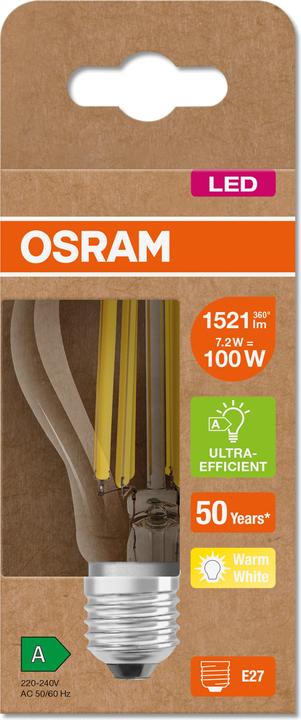 Actual product image Osram Led Filament Classic A (E27, 7.20 W, 1521 lm, 1 x, A)