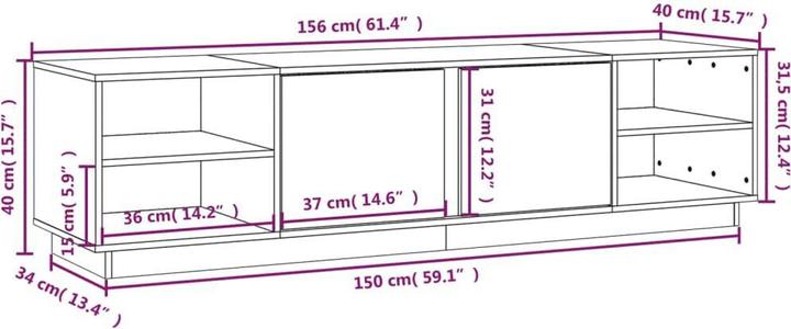 Image du produit VidaXL TV-Schrank 156x40x40 cm Massivholz Kiefer,Material