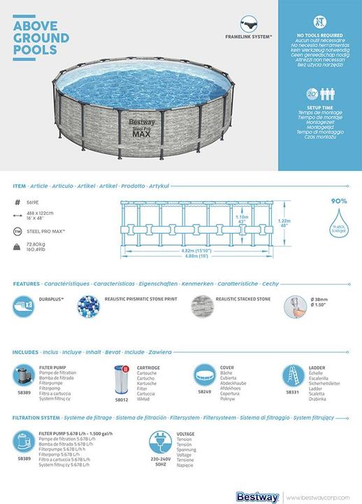 Produktbild Bestway Steel Pro Max Pool Set (Ø 488 x 122 cm)
