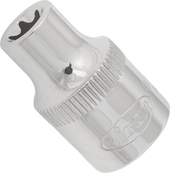 Actual product image Vigor T socket ∙ V2728N ∙ 3/8 inch (10 mm) square, hollow ∙ E profile ∙ Size E8