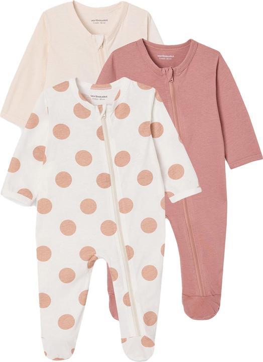 Vertbaudet 3er-Pack Baby Strampler mit Reissverschluss BASICS