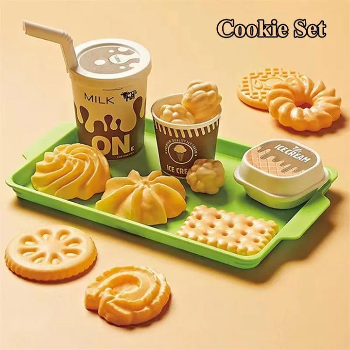 Activity Board Mini cucina per bambini Giocattolo di finzione per giocare a simulare il cibo Hamburger Biscotto