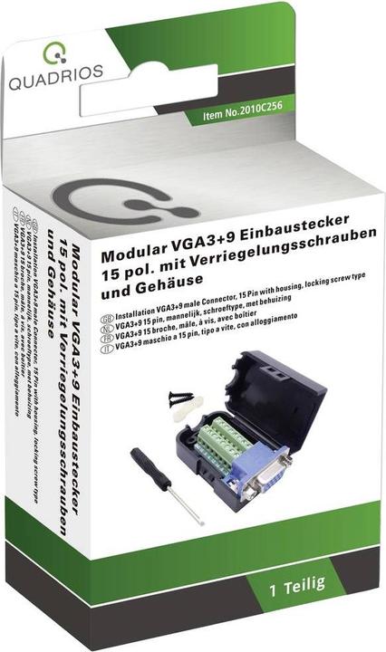 Produktbild Quadrios 2010C256 VGA-Steckverbinder Stecker, gerade Polzahl (num): 15 Schwarz