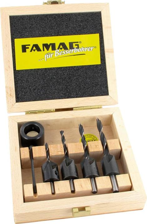 Immagine prodotto Famag Set di punte e svasatori in cassa di legno (3 mm, 4 mm, 5 mm, 6 mm)